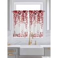 thumbnail image 2 of Tier Curtains 45 Inches Long, Red Eucalyptus Leaves Window Treatment Curtain Drapes, Summer Botanical Weeping Small Curtain Drapes for Bathroom Laundry Room, 27.5"x45", 2 Panels, 2 of 7