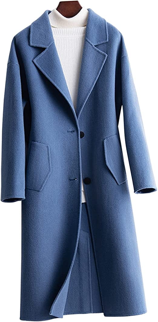 Maydear Women's Autumn Woolen Coat, Mediumlength Style Tailored Collar