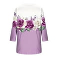 thumbnail image 5 of Heisall Womens Tops 2025 Autumn V Neck Loose Casual 3/4 Sleeve T-shirts with Scattered Print and Ruffled Details Fashionable Casual Wear, 5 of 6
