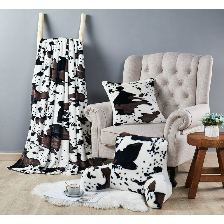 Home Soft Things Cow Print Double Sided Faux Fur Throw Blanket Soft Cozy Fuzzy Black and White Throw 60x80 inches