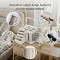 thumbnail image 5 of Casegrace 5-Tier Huge Jewelry Organizer with 4 Drawers, Clear Window Flip Lid Jewelry Box, Rotating Column Necklace Storage Case, Clear Open-door Standing Holder for Earrings, Rings, 5 of 8