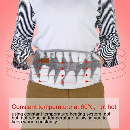 Qiilu Electric Stomach Pain Relief Heating Pad Detachable Waist Belt Hot and Cold Therapy Constant Temperature with Carbon Fiber Adjustable Lumbar Support Wrap for Women or Man