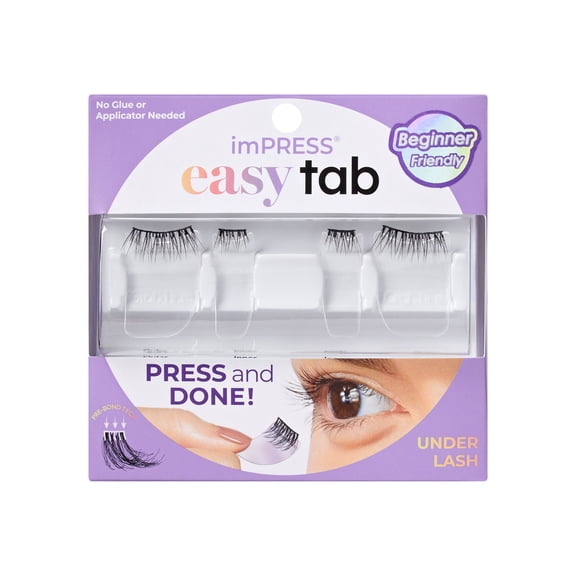 KISS imPRESS Falsies Easy Tab Press On Self Adhesive Eyelashes, Black, 'Authentic Natural'