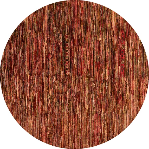 Ahgly Company Indoor Round Abstract Orange Modern Area Rugs, 4' Round