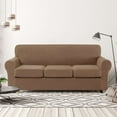 thumbnail image 2 of 2024 Sofa Cover with Separate Cushion Slipcover Stretch Checks (Sofa  Wine), 2 of 7