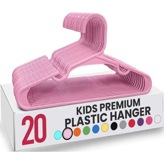Utopia Home 20 Pack Kids Hangers - 11.5 Inch Plastic Baby Hangers for Closet - Children Hanger for Clothes - Infant Hanger for Closet - Everyday Standard Use (Baby Pink)