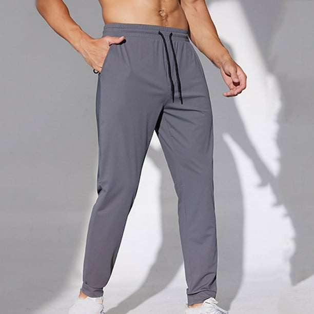 Pantalones largos para hombre, pantalones deportivos para senderismo, secos, atléticos, para entrenamiento, informales, deportivos, con bolsillos y cremallera.