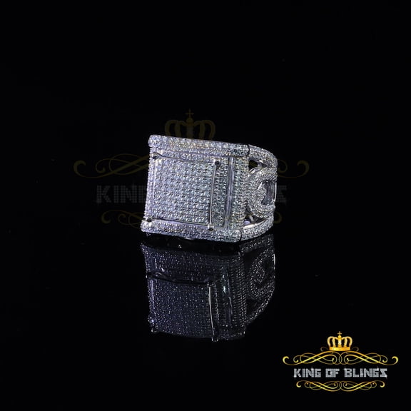 King of Bling's 925 Sterling 5.00ct Cubic Zirconia White Silver Square Womens /Men's Ring Size9