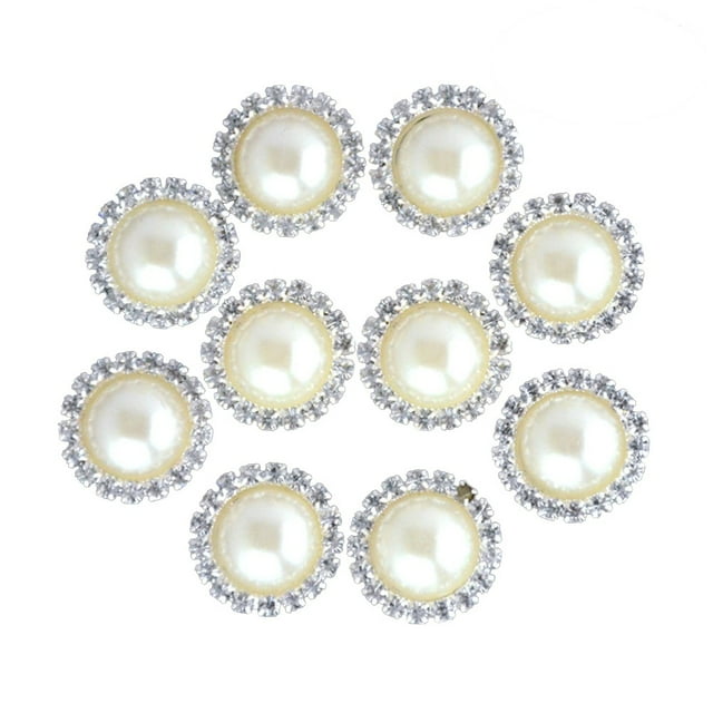 OULII 10Pcs Rhinestone Buttons Alloy Flatback for Stylish Clothes and Hair Accessory