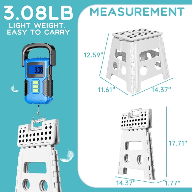 Foldable Step Stool - 45cm Height, Anti-Slip Top, Supports 150kg, Compact For Kitchen, Bathroom, Garage Storage-782140