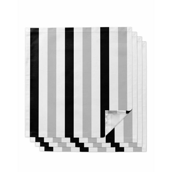 nqOlkjepod Black Grey Stripes Cloth Napkins Set of 4 Reusable Dinner Napkins, White Striped Vertical Modern Geometric Cocktail Napkin Washable Table Napkins for Wedding/Party/Baby Shower 20"x20"