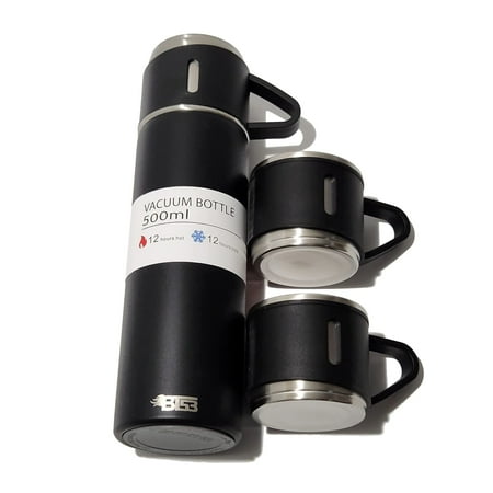 

BT53 Stainless Steel 500 ML Vacuum Flask/ Bottle/ Thermos for Hot and Cold Drinks with Three Cups (Black)
