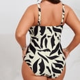 thumbnail image 4 of Enjoytime Womens One Piece Swimsuits Print Square Neck Tummy Control Bathing Suits Ruched Adjustable Straps Plus Size Swimsuit, 4 of 8