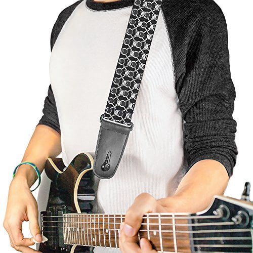 Buckle-Down Guitar Strap, Owls Monogram Black White, 2 Inches Wide