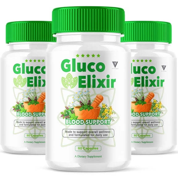 (3 Pack) Gluco Elixir Blood Support, GlucoElixir Advanced Formula (180 Capsules)