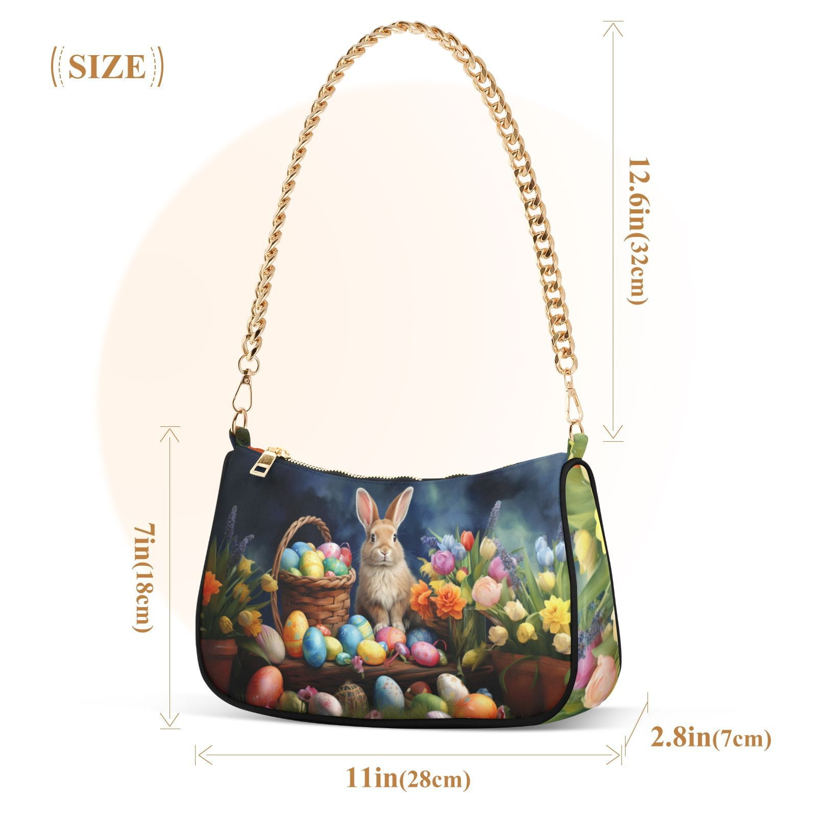 Rabbit Easter Eggs FlowersWomen Small Shoulder Bag Crossbody Tote Hobo Bags Purse Clutch Handbags with Chain Strap for Women