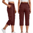 thumbnail image 6 of felwors Womens Capris with Pockets Loose Fit Casual Capri Pants Dressy Lightweight Ladies Baggy Cargo Pants for Hiking Wine for Size S, 6 of 7