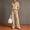 A1_Khaki, variant on Womens 2 Piece Outfits Lapel Baggy Half Zip V Neck Sweatshirt Drawstring Wide Leg Sweatpant Soft Ribbed Knit Suits Baisc Casual Dressy Sets Business Outdoor Running Sweatsuit Army Green L