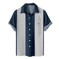 thumbnail image 2 of Mens Hawaiian Shirt Short Sleeve Waffle Texture Cuban Collar Casual Summer Beach Vacation Relaxed Fit Tops Dark Blue 6XL, 2 of 4