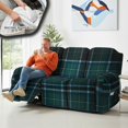 thumbnail image 5 of ZIATUBLES Recliner Chair Covers, Printed 3-Seater Stretch Reclining Sofa Cover Set of 8, Soft Fitted Furniture Protector Covers for Pet Kid Easy Care Washable Decor Accessories, Dark Green Blue Plaid, 5 of 9