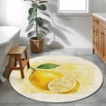 thumbnail image 3 of Lemon Round Area Rug 3Ft Washable Small Circle Rugs for Kitchen Entryway, Yellow Summer Botanical Watercolor Modern Art Non-Slip Carpet Floor Mats Indoor Outdoor Carpet Runner Aesthetic Home Decor, 3 of 8