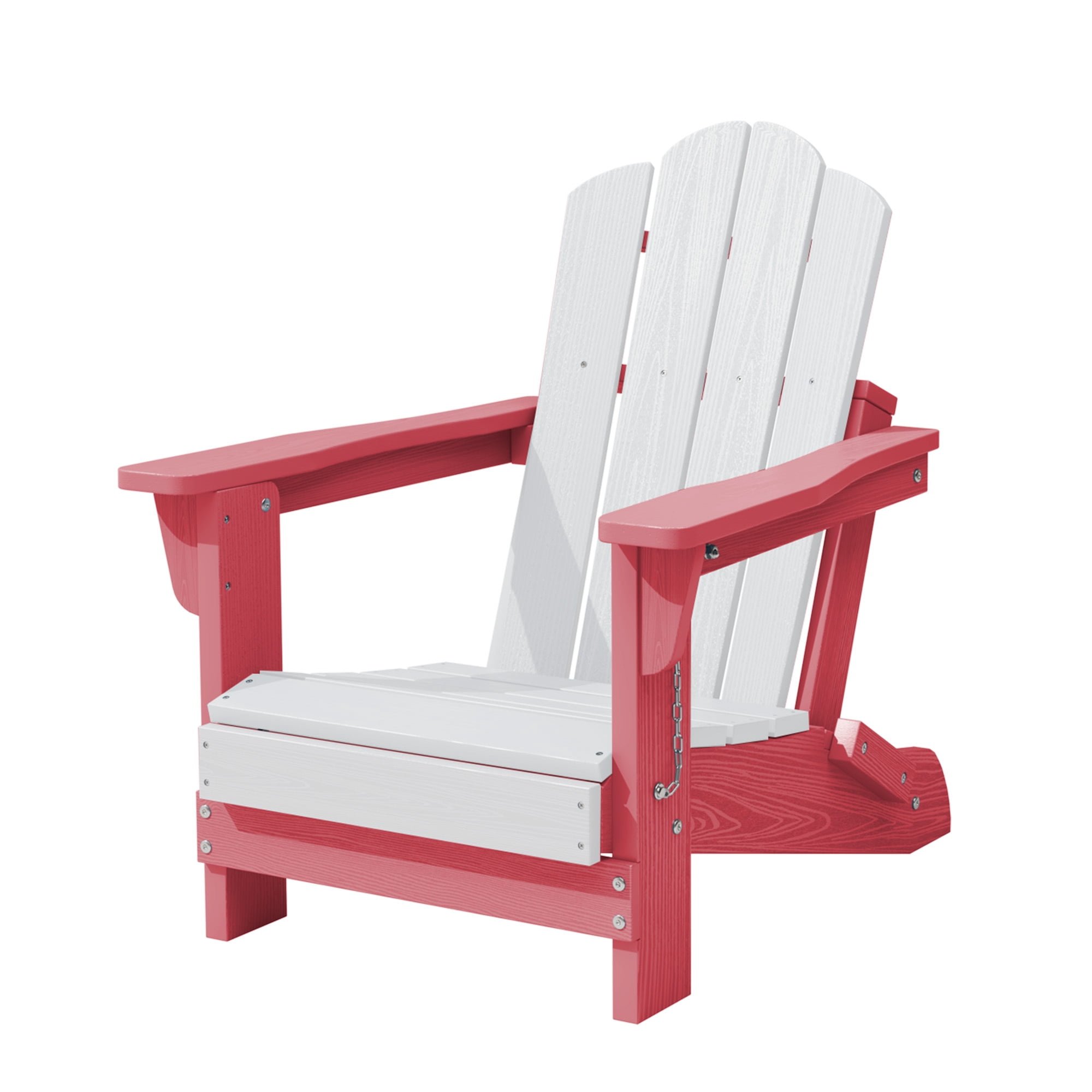 FUNDAZE HDPE Adirondack Outdoor Chair, Foldable & Weather-Resistant Patio Chair for Garden Lawn Deck,Pink and White