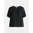 thumbnail image 5 of Time and Tru Women's Double Cloth Cotton Top with Short Sleeves, Sizes XS-XXXL, 5 of 5