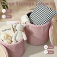 thumbnail image 4 of Round Ottoman with Storage Set of 2,Vanity Stool with Storage for Bedroom, Ottoman Coffee Table,Small Velvet Foot Stool for Living Room, Pink, 4 of 16