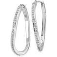 thumbnail image 2 of 14k White Gold Diamond Fascination Oval Twist Hinged Hoop Earrings - 40mm Natural Diamonds, 2 of 6