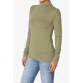 thumbnail image 3 of TheMogan Women's S~3X Essential Soft Jersey Ruched Turtle Neck Long Sleeve Slim Fit Top, 3 of 7