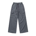 thumbnail image 3 of LVHAOGJOB Wide Leg Cargo Pants for Women with Pockets Pants Straight Leg Elastic Waist Drawstrings Outdoor Athletic Ladies Trousers, 3 of 4