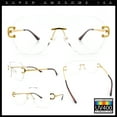 thumbnail image 2 of Oversize Luxury Hip Hop Gangster Swagger Rimless Racer Shield Eyeglasses [Yellow Gold Brown], 2 of 7
