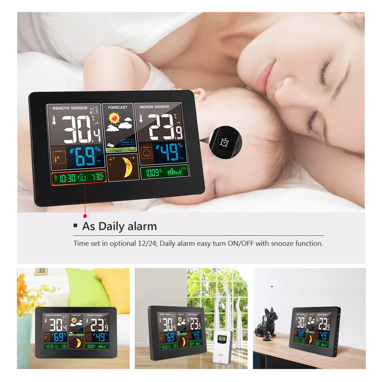 Wireless Weather Station with Backlight, Digital Thermometer Hygrometer Tool