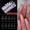 thumbnail image 3 of 100pcs Coffin Nails Long Fake Nails - Clear Acrylic Nails, 3 of 5
