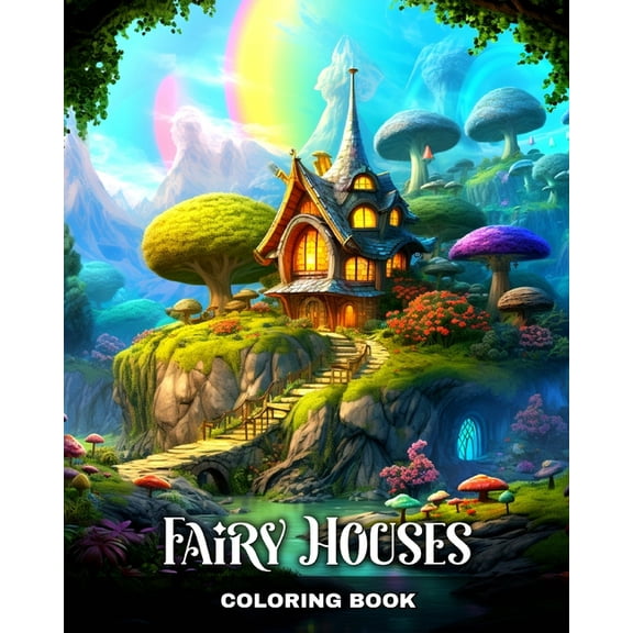 Fairy Houses Coloring Book: Whimsical Fairy Houses Coloring Pages for Adults and Teens, (Paperback)