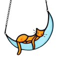 thumbnail image 1 of Atrapasueños de luz para decoración de gatos, ventana interior, decoración de gato en la luna, colgante de ventana colorido, 1 of 2