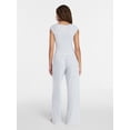 thumbnail image 2 of No Boundaries Pointelle Baby Tee and Pants Sleep Set, 2-Piece, Women's XXS-3X, 2 of 4