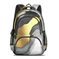thumbnail image 2 of Black White and Gold Marble Backpack for School,Cute School Bag,Schoolbag with Adjustable Shoulder Straps & Padded Back,16.9 Inch, 2 of 5