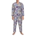 thumbnail image 3 of Yiaed Lavender Flowers Print Men’s Pajamas Set - Long Sleeve Button Down Sleep Shirt and Pajama Bottoms Sleepwear Set Mens Pjs Sets Men's Pajama Bottoms-Medium, 3 of 7