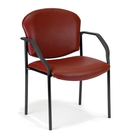 - Ofminc Manor Series Office Furniture 250 lbs Capacity Burgundy Vinyl Steel Tube Frame Stacking Reception Chair With Arms