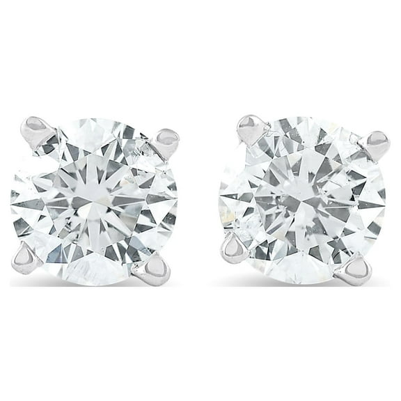 Pompeii 1 1/4CT Round Brilliant Cut Natural Diamond Stud Earrings In 14K White Gold