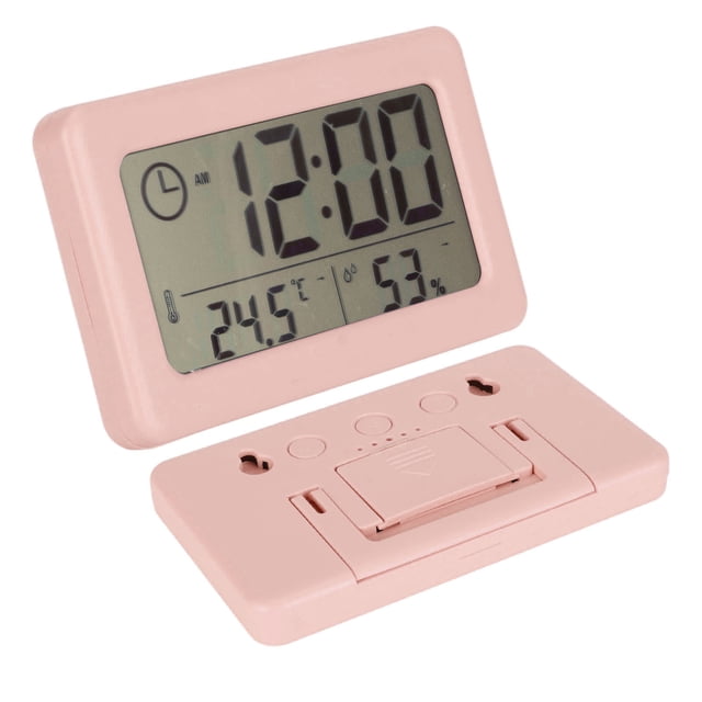 Reloj Despertador Digital De Temperatura, Fácil De Usar 240 MAh Rosa Temperatura Humedad Alarma Plástico Multifuncional Portátil Elegante Para Invernadero Para Oficina
