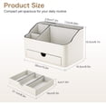 thumbnail image 3 of PU Leather Makeup Organizer with Drawer, Skincare Organizer for Vanity, Cosmetic Storage for Dresser Countertop, Beauty Holder for Lipstick Brush Skincare (Ivory White), 3 of 18