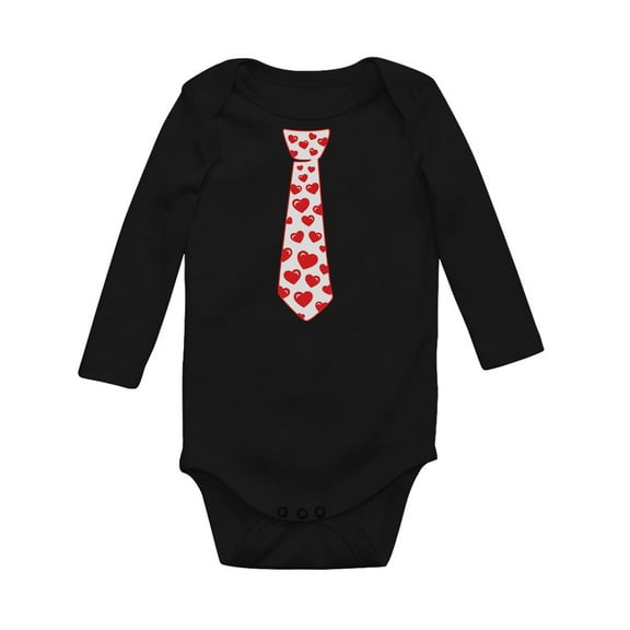 Tstars Unisex Valentine's Day Love Red Hearts Tie for Valentine's Day Infant Baby Long Sleeve Bodysuit