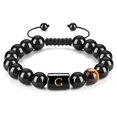 thumbnail image 1 of Con Letras Ajustables De 10Mm, Cuentas De Piedra De Ojo De Tigre De Ónix Negro Natural, Pulsera De Cuerda Trenzada, Regalo Significativo 26 Pulseras Advancent AP006886-17, 1 of 6