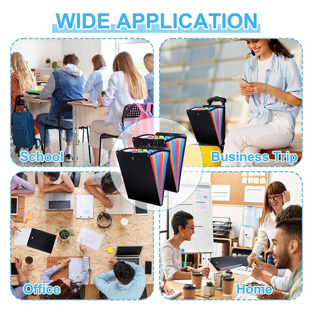 2 Pcs Expanding File Folder, 13 Pockets Vertical Folder Accordion Organizer,for Classroom,Office and Travel