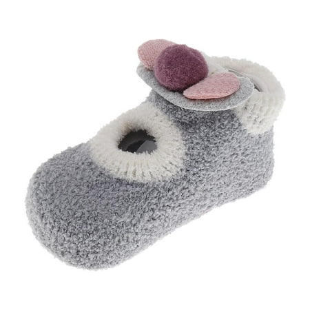 

Fashion Newborn Baby Boy Girl Slip Rubber Cartoon Slipper Boots Socks - Gray