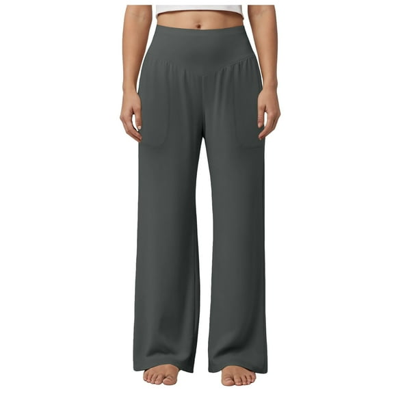 felwors Women's Casual Loose Wide Leg Cozy Pants Yoga Sweatpants Comfy High Waisted Sports Athletic Lounge Pants with Pockets Grey, XL