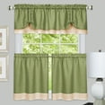 thumbnail image 3 of Collections Etc Darcy Two-Tone Rod Pocket Window Curtain Valance with Pick-Up Accents, Home Décor for Any Room, Green, 3 of 3