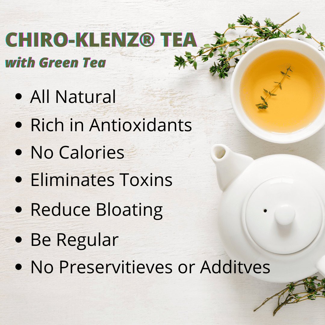 Chiro-Klenz With Green Tea  - Natural Herbal Tea for Detox, Constipation and Bloating Relief - No Sugar, Caffeine, or Gluten